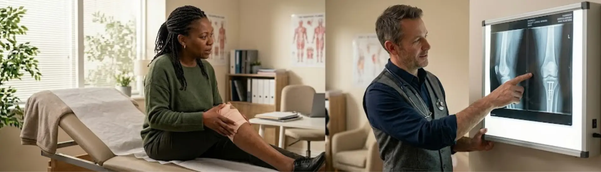 patient with chronic knee pain consulting vascular specialist in Bakersfield