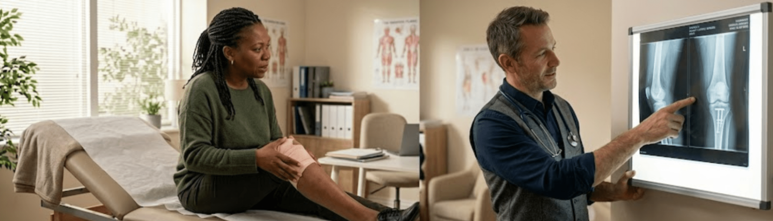 patient with chronic knee pain consulting vascular specialist in Bakersfield