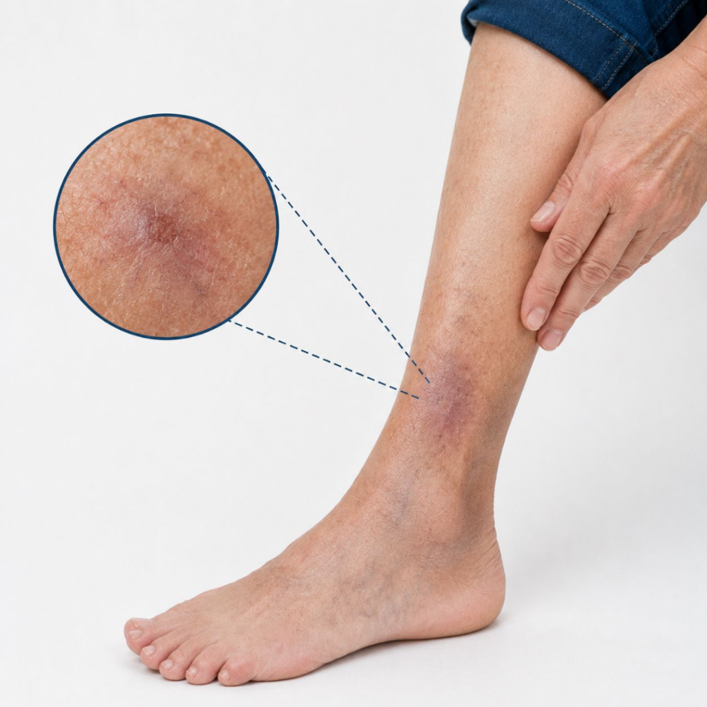 slow healing diabetic foot wound linked to poor circulation and peripheral artery disease