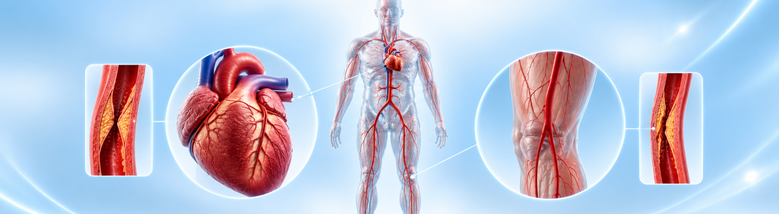diagram showing connection between peripheral artery disease in legs and cardiovascular heart risk